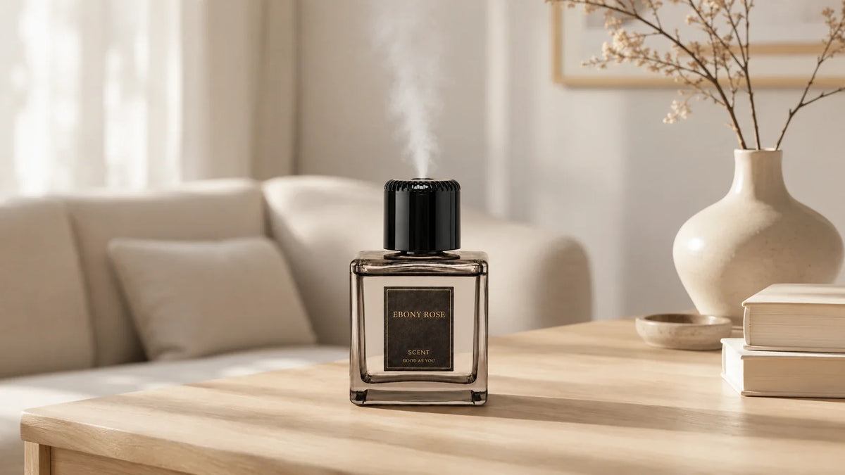 EterLove Plume Automatic scent diffuser on a stable living room side table