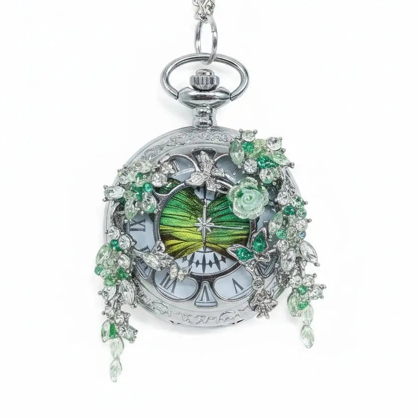 Eterlove | Butterfly in Time Forest Green Special Edition Pocket Watch Necklace