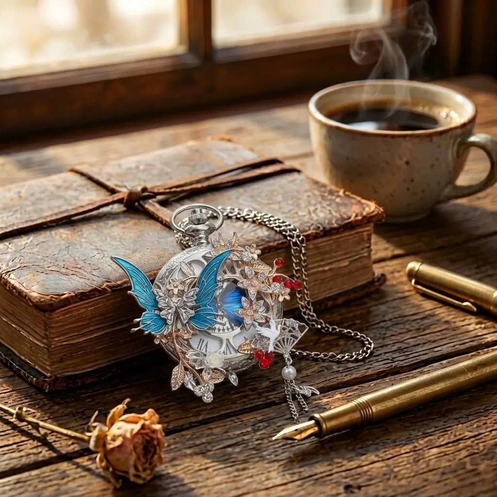 Eterlove™ | Butterfly in Time Moonlit Enchantress Special Edition Pocket Watch Necklace