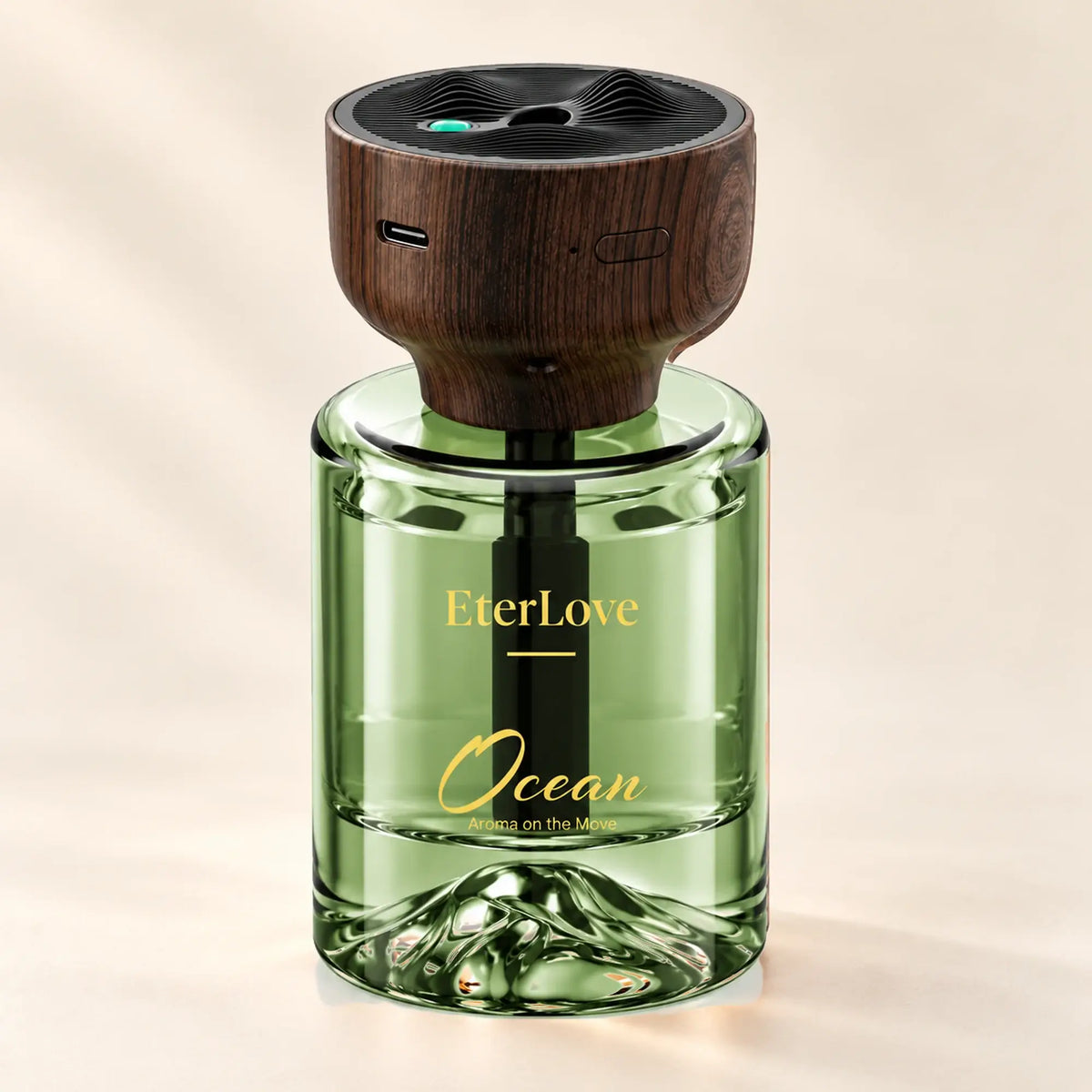 EterLove Ocean automatic car scent diffuser with green glass bottle