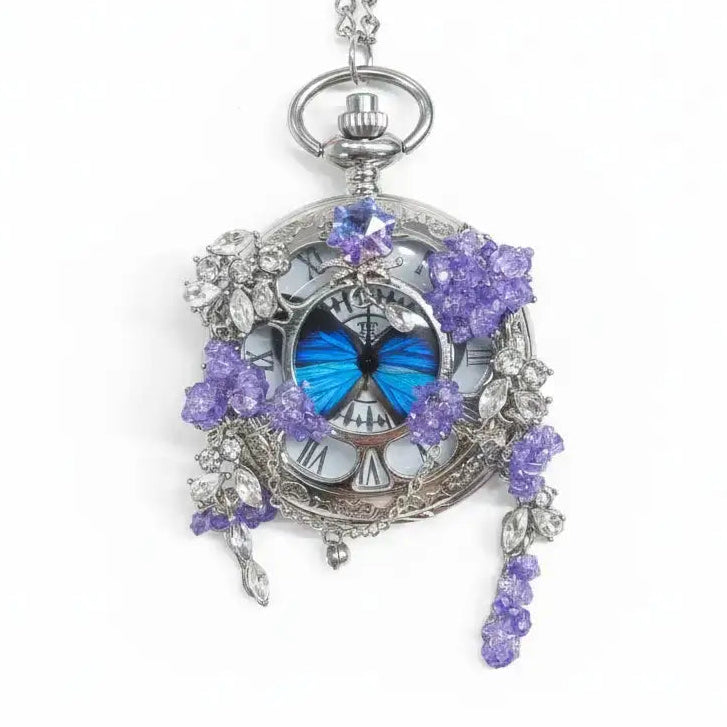 Eterlove| Butterfly in Time Violet Pocket Watch Necklace