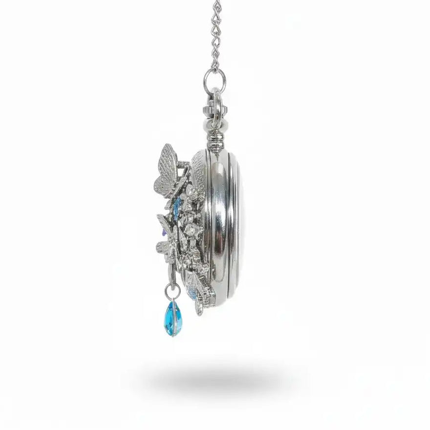 Eterlove™ | Butterfly in Time Clear Blue Pocket Watch Necklace