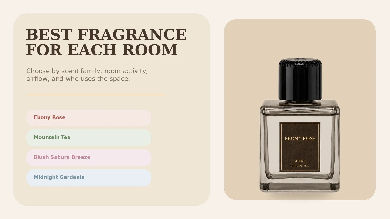 EterLove Plume Automatic Scent Diffuser with four home fragrance options for different rooms