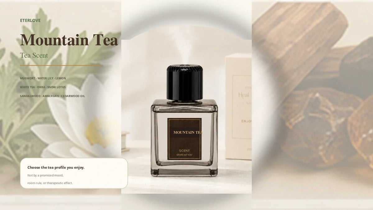 EterLove Mountain Tea Plume Automatic Scent Diffuser with mugwort, water lily, lemon, white tea and woody fragrance notes