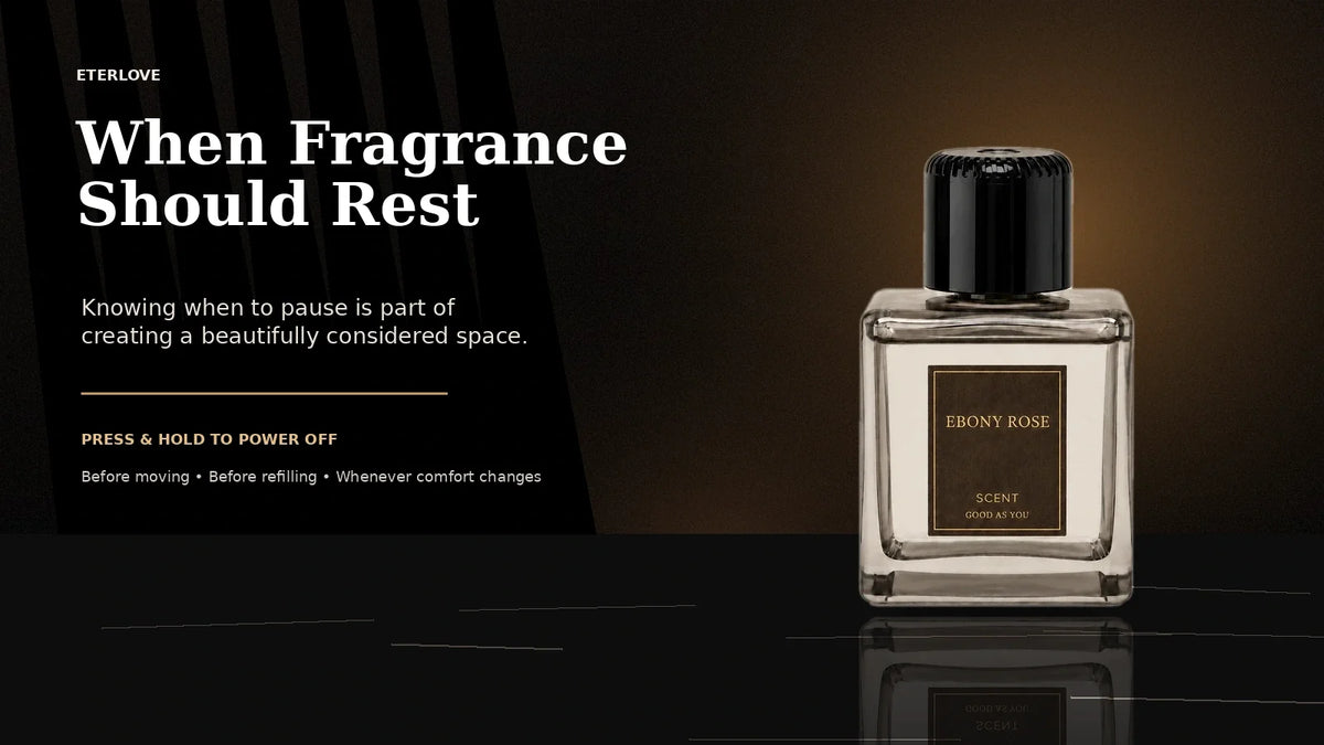 EterLove Plume Automatic Scent Diffuser resting in a luxurious evening interior