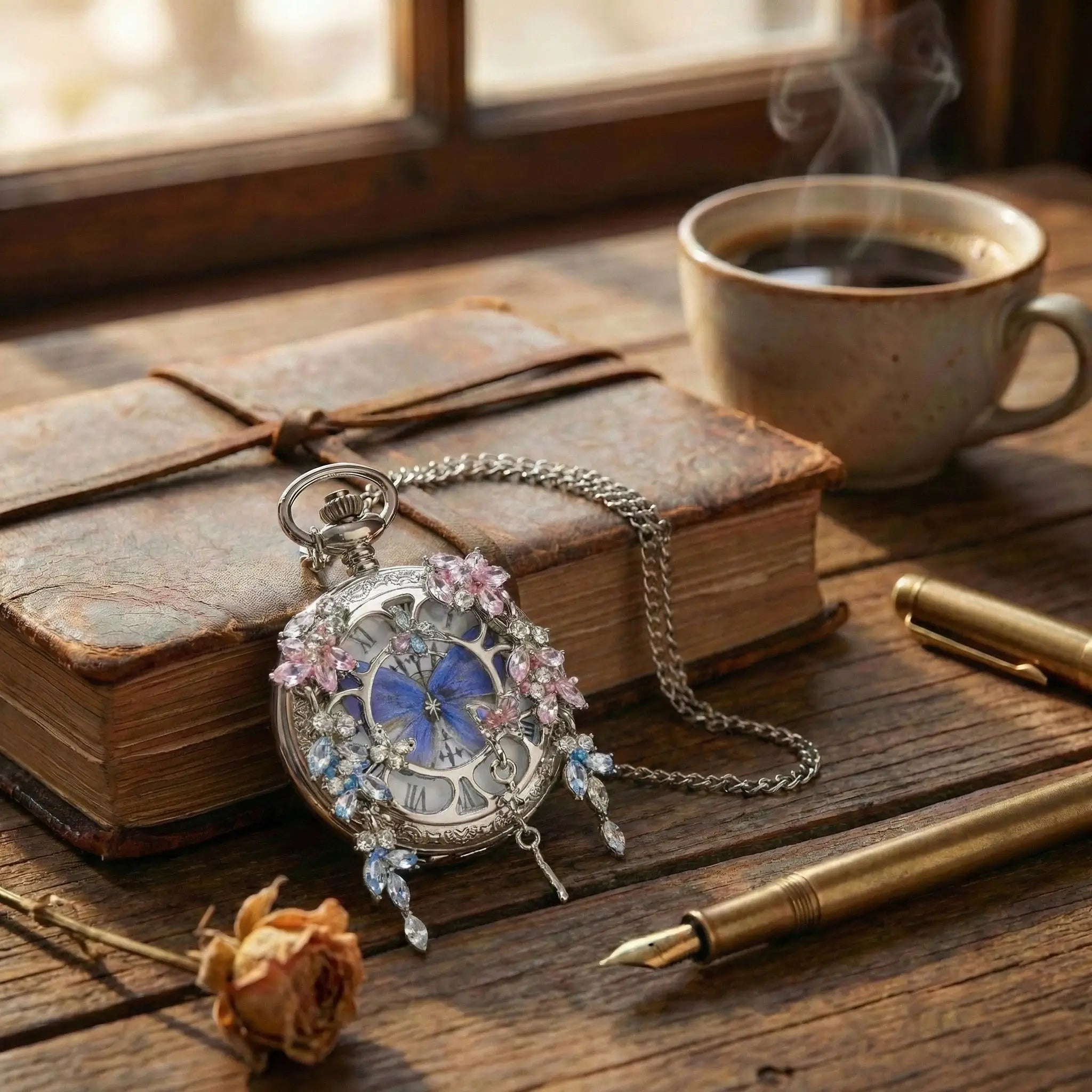 Eterlove™ | Butterfly in Time Multicolor Pocket Watch Necklace