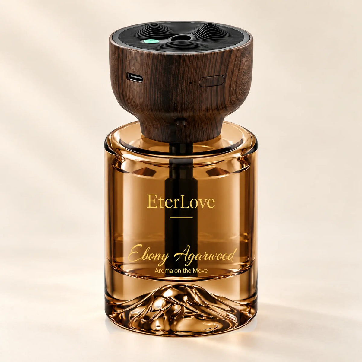EterLove Ebony Agarwood automatic car scent diffuser with amber glass bottle