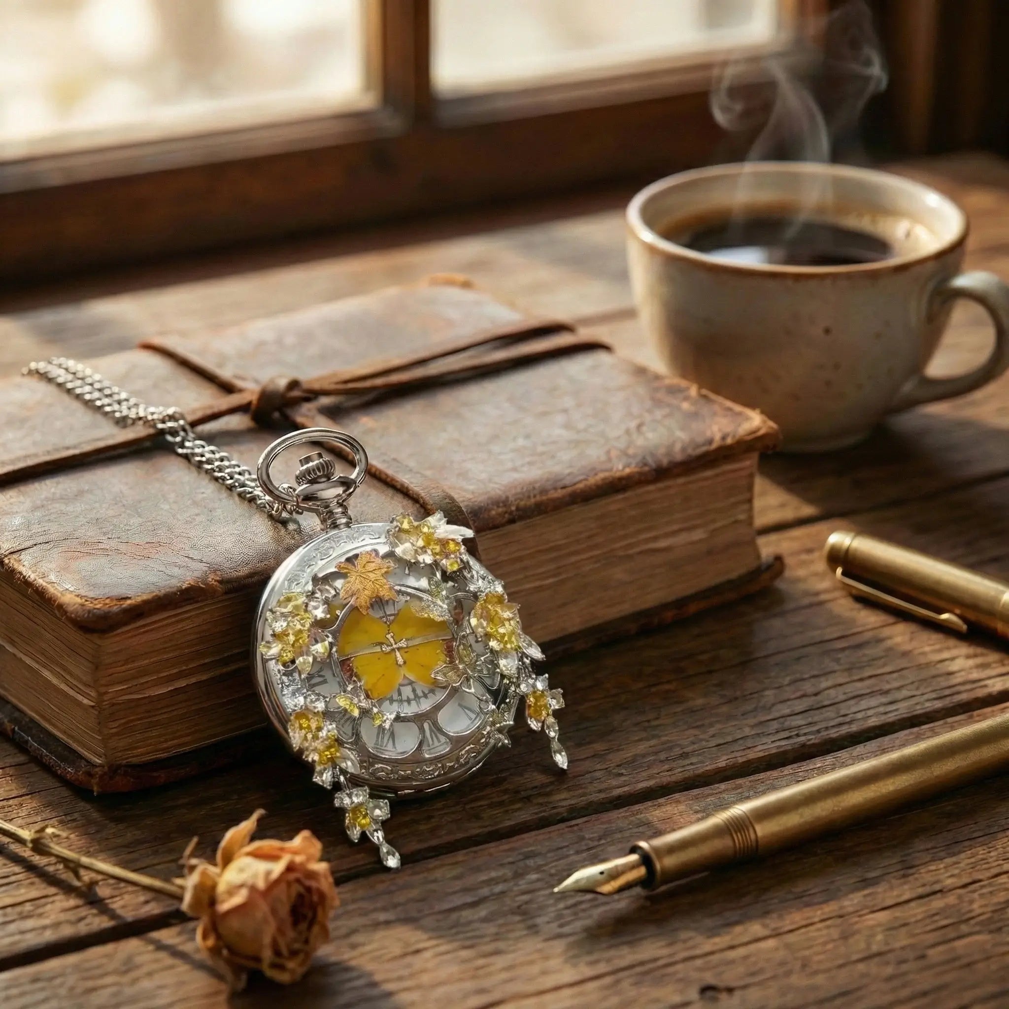 Eterlove™ | Butterfly in Time Autumn Gold Special Edition Pocket Watch Necklace